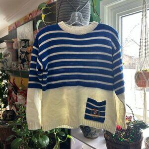 Vintage 90s Venezia Striped Sailor Colorblock Pullover